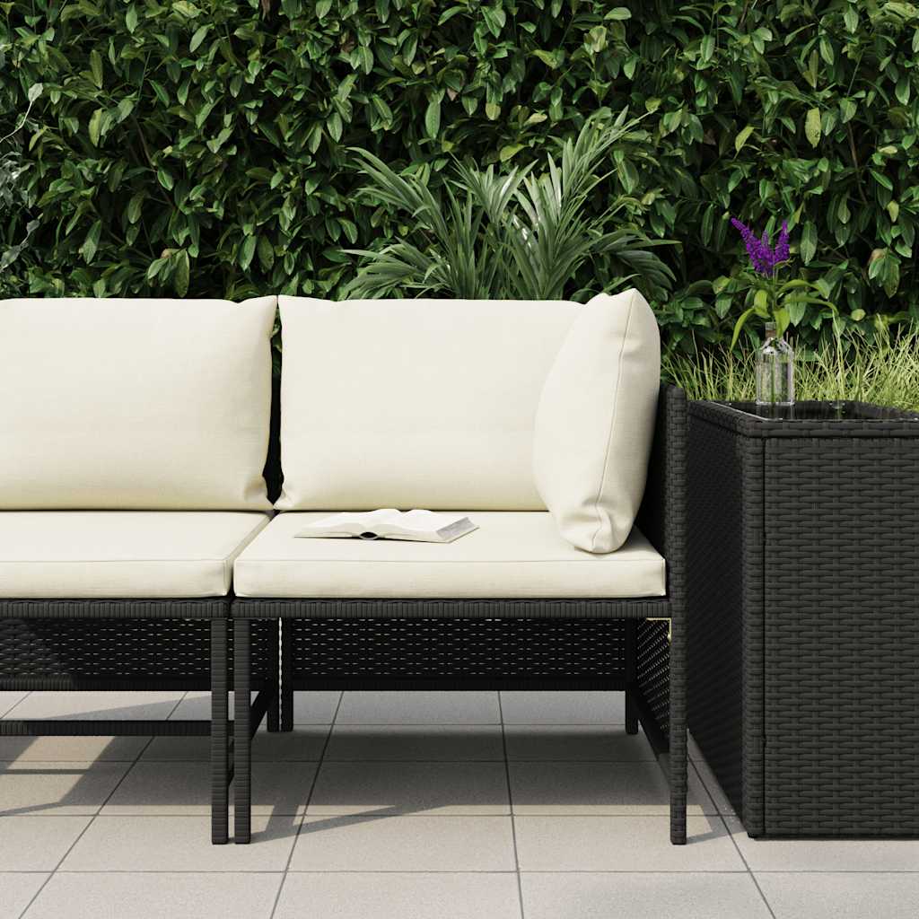 hjørnesæde til sofa med hynder polyrattan sort