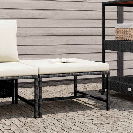 modulær fodskammel med hynde polyrattan sort