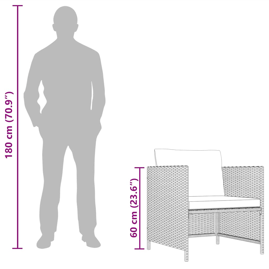 havesofa med hynder polyrattan sort