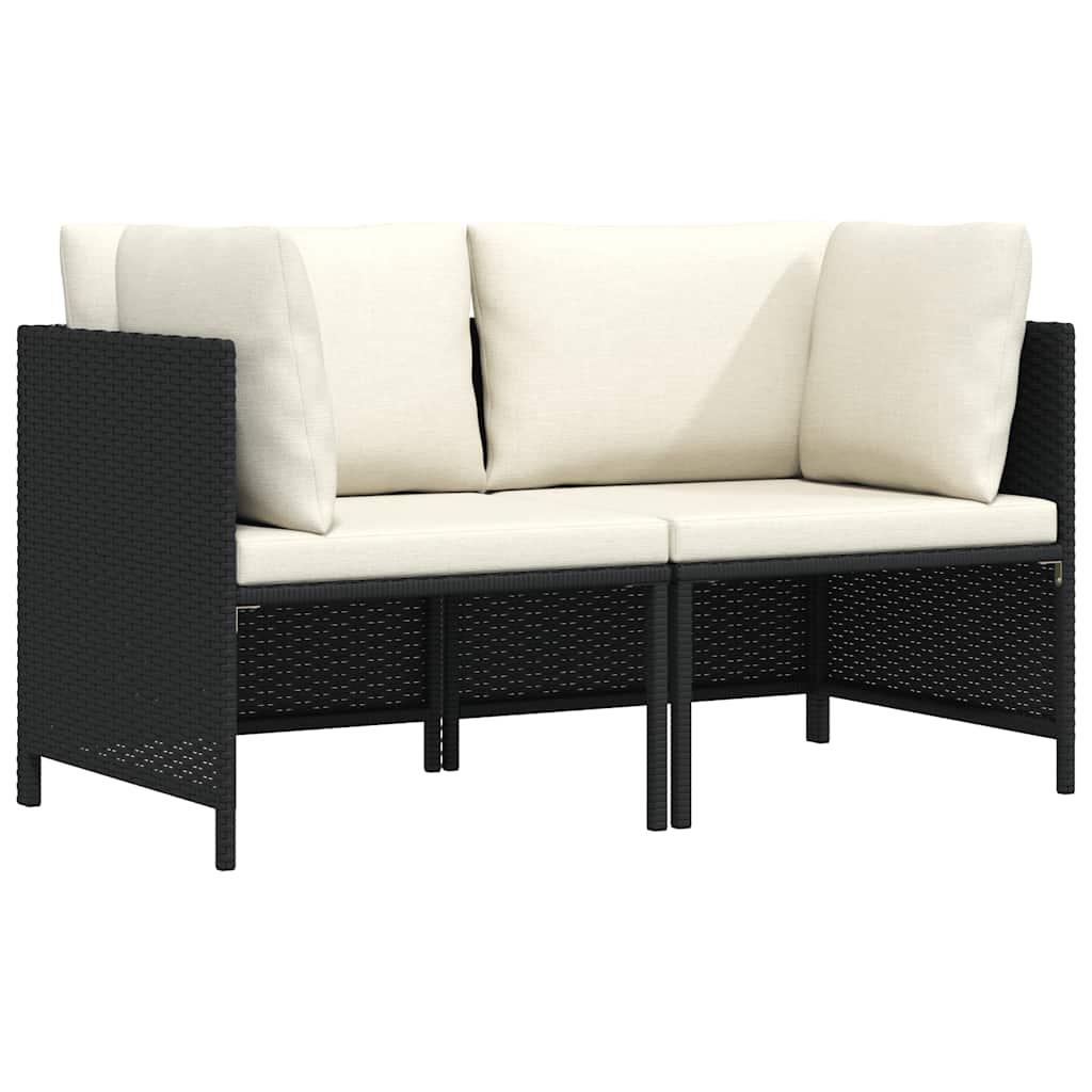 2-personers havesofa med hynder polyrattan sort