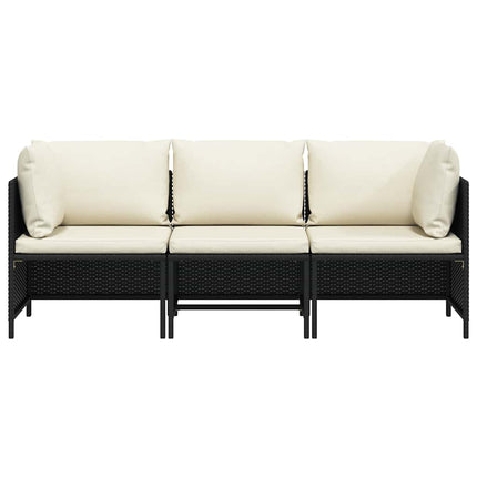 3-personers havesofa med hynder polyrattan sort