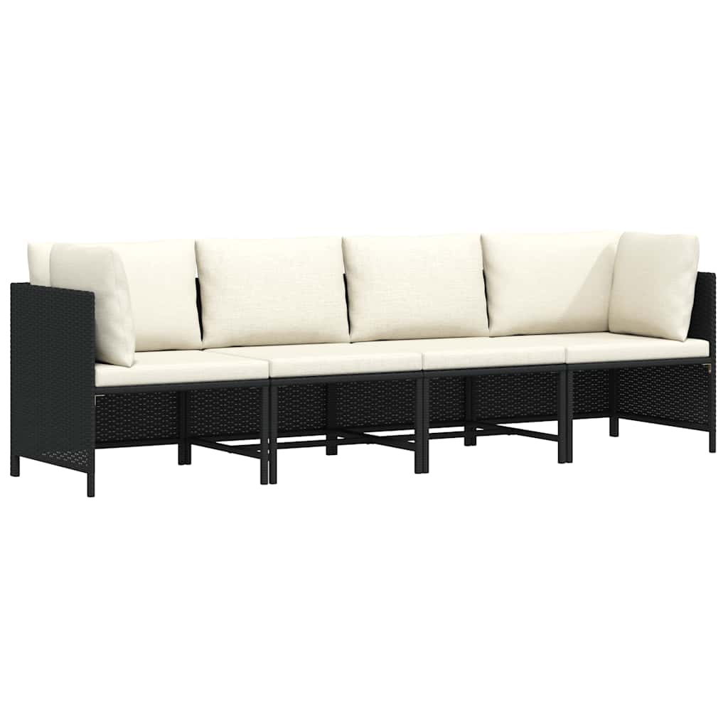 Hjørnedel Til Sofa Med Hynder Polyrattan - Sort / 4-personers