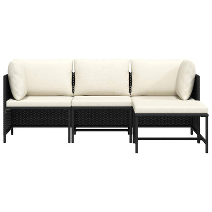 sofasæt til haven 4 dele med hynder polyrattan sort
