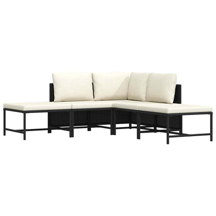 sofasæt til haven 5 dele med hynder polyrattan sort