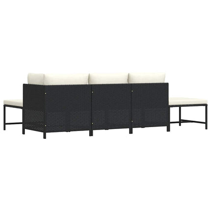 sofasæt til haven 5 dele med hynder polyrattan sort
