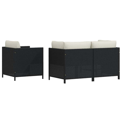 sofasæt til haven 4 dele med hynder polyrattan sort