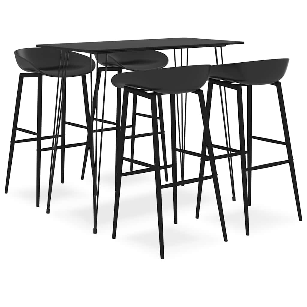 Barsæt 5 dele - sort bord og 4 barstole i moderne design