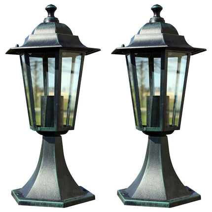 havelamper 2 stk. aluminium mørkegrøn/sort
