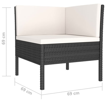 loungesæt til haven 10 dele med hynder polyrattan sort