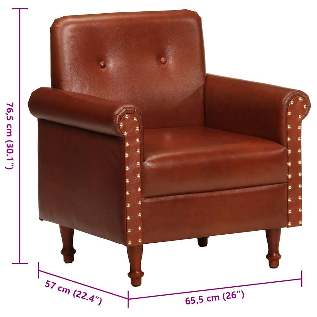 lænestol ægte læder brun