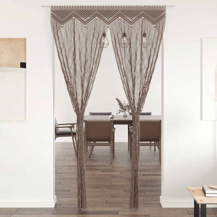 macramégardin 140x240 cm bomuld gråbrun