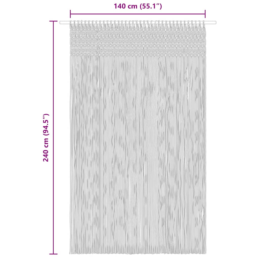 macramégardin 140x240 cm bomuld blå