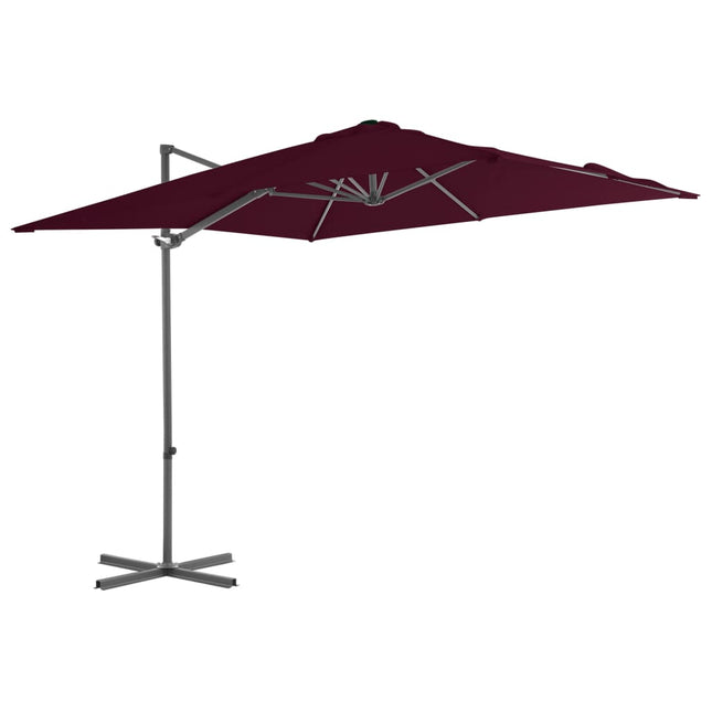 hængeparasol 250x250 cm stålstang bordeauxrød