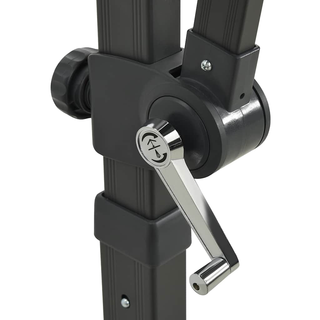 hængeparasol med stang og LED-lys 300 cm gråbrun