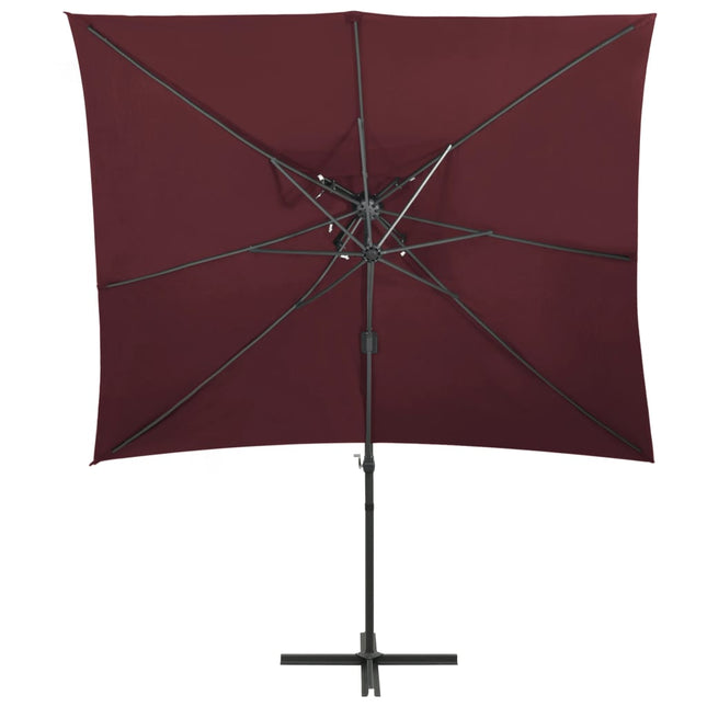 hængeparasol med dobbelt top 250x250 cm bordeauxrød