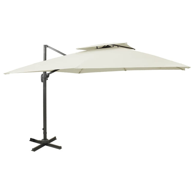 fritstående haveparasol med dobbelt top 300x300 cm sand