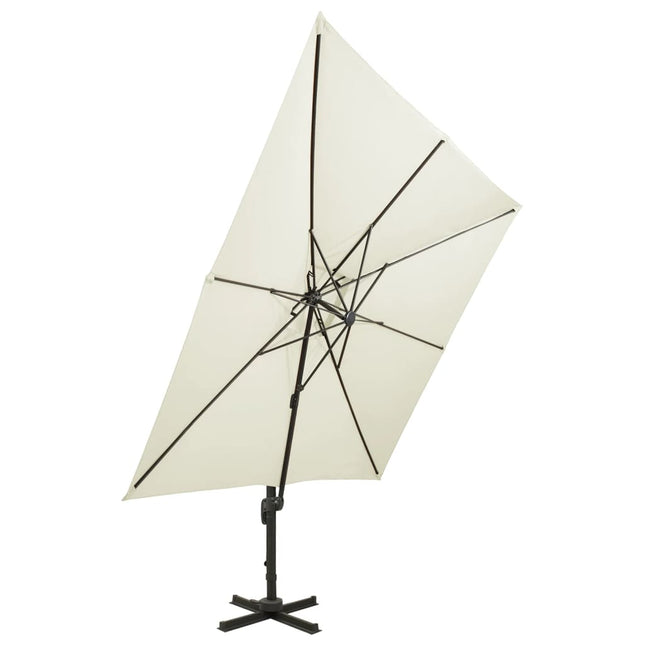 fritstående haveparasol med dobbelt top 300x300 cm sand