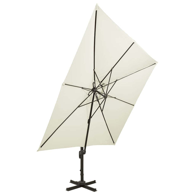 fritstående haveparasol med dobbelt top 300x300 cm sand