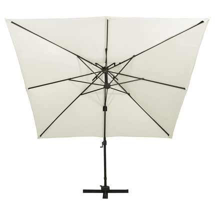 fritstående haveparasol med dobbelt top 300x300 cm sand
