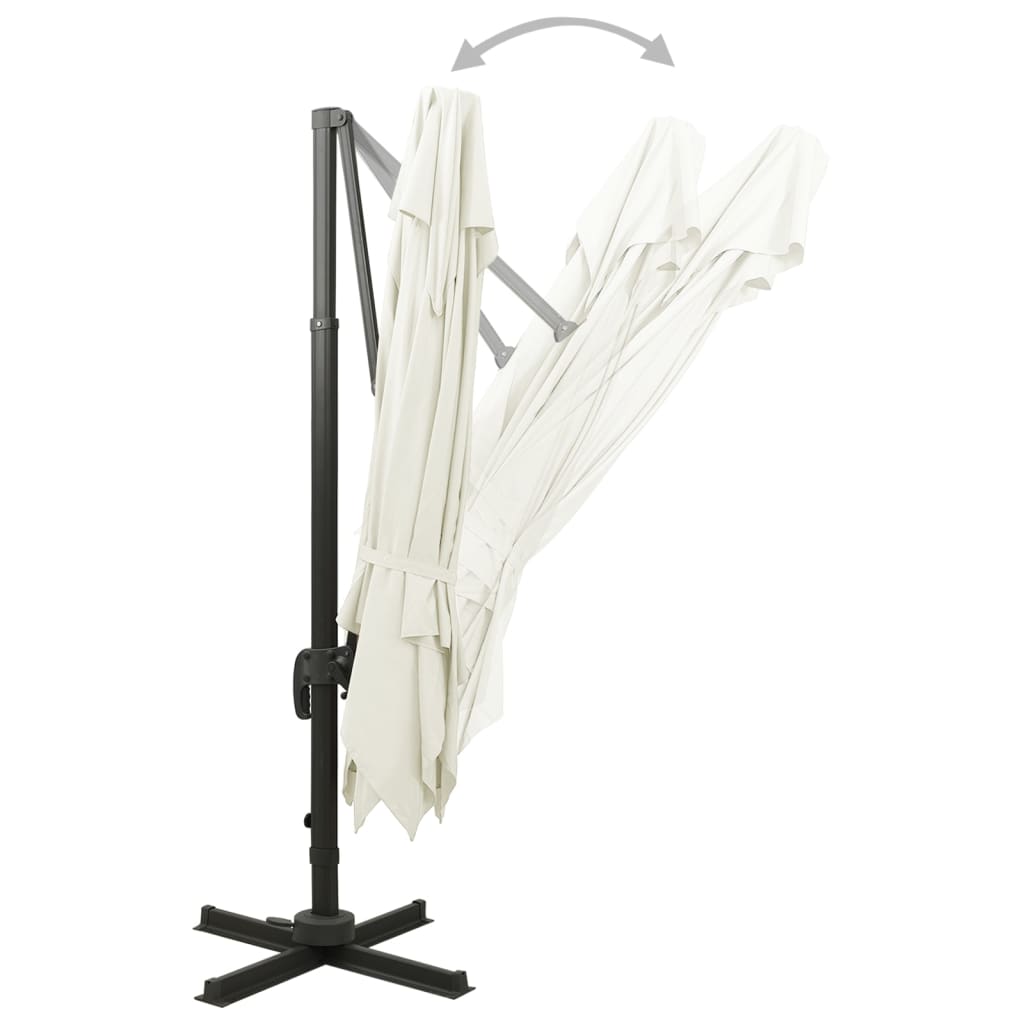 fritstående haveparasol med dobbelt top 300x300 cm sand