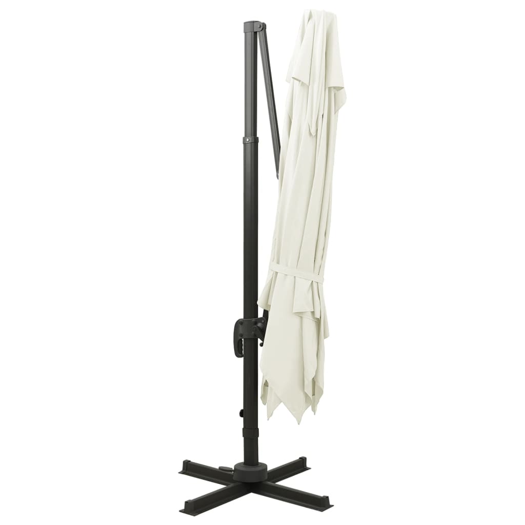 fritstående haveparasol med dobbelt top 300x300 cm sand