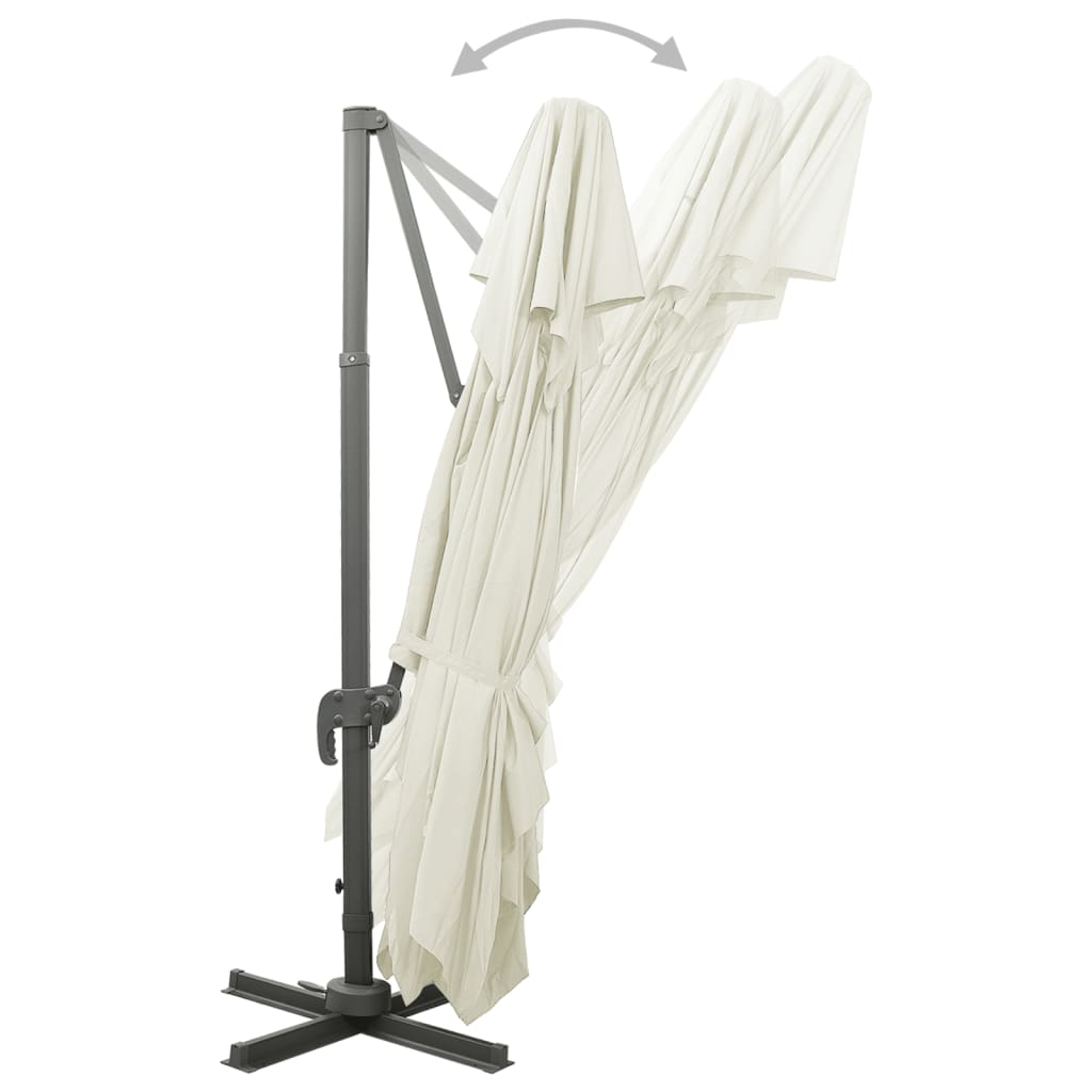 fritstående haveparasol med dobbelt top sand 400x300 cm