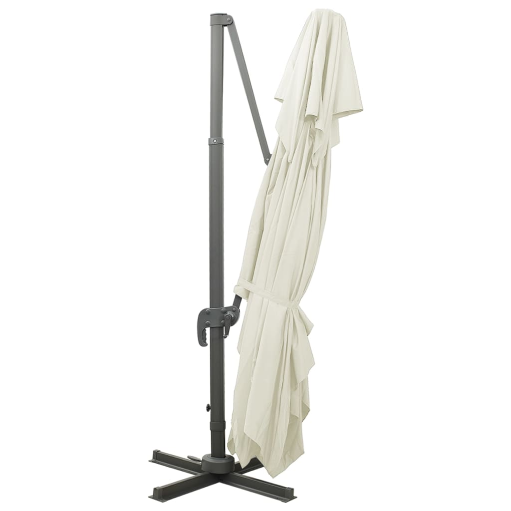 fritstående haveparasol med dobbelt top sand 400x300 cm