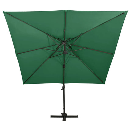 hængeparasol med dobbelt top 300x300 cm grøn