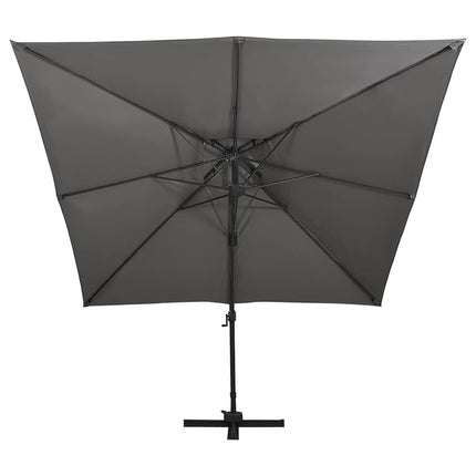 hængeparasol med dobbelt top 300x300 cm antracitgrå