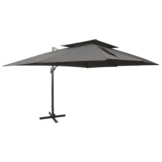 fritstående haveparasol med dobbelt top antracit 400x300 cm