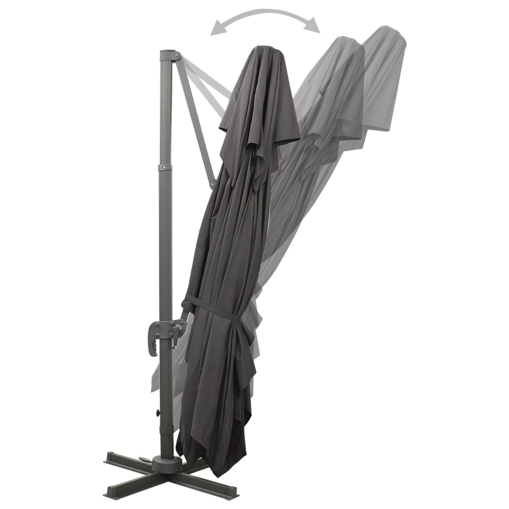 fritstående haveparasol med dobbelt top antracit 400x300 cm