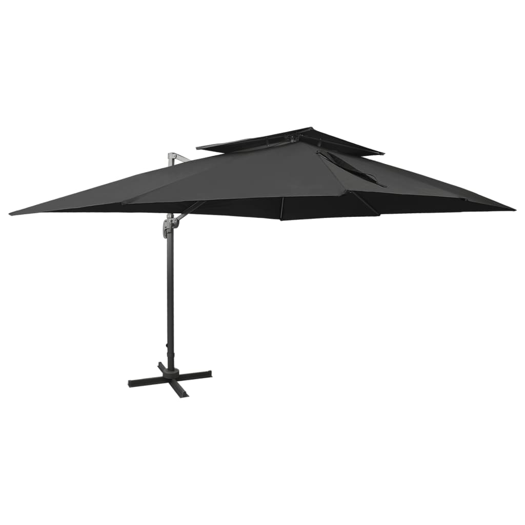 fritstående haveparasol med dobbelt top sort 400x300 cm