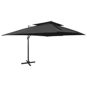 fritstående haveparasol med dobbelt top sort 400x300 cm