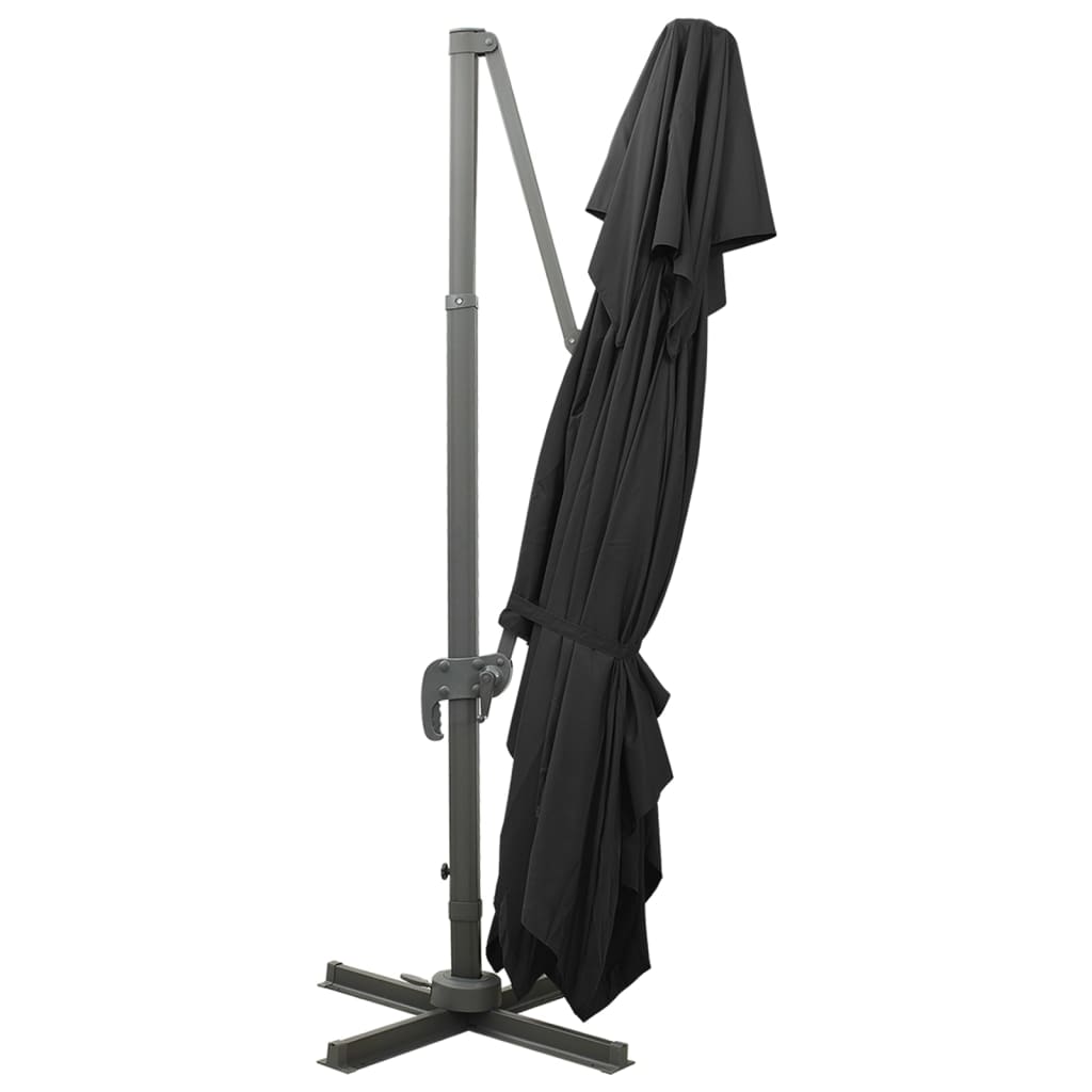 fritstående haveparasol med dobbelt top sort 400x300 cm
