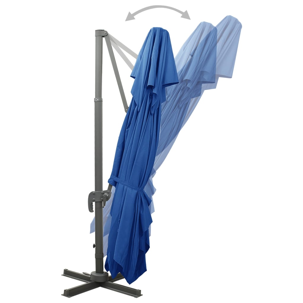 hængeparasol med dobbelt top 400x300 cm azurblå