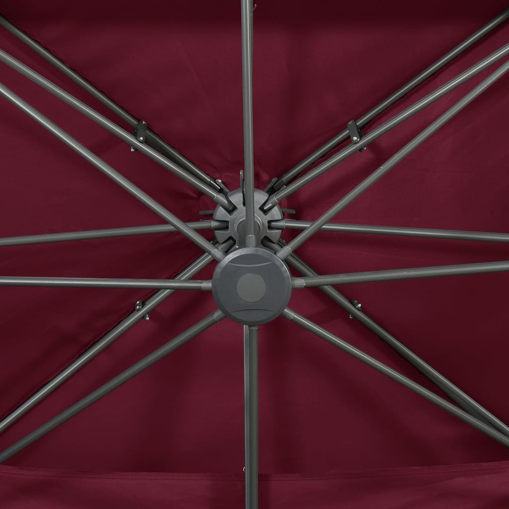 fritstående haveparasol med dobbelt top bordeauxrød 400x300 cm