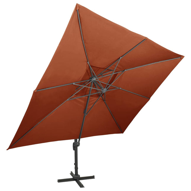 fritstående haveparasol med dobbelt top terrakotta 400x300 cm