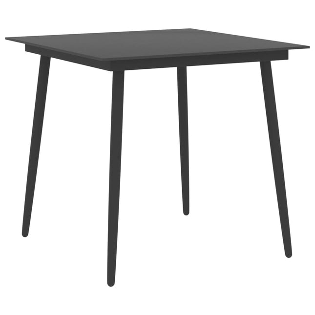 havebord 80x80x74 cm stål og glas sort