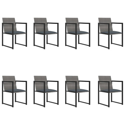 udendørs spisebordssæt 9 dele med hynder polyrattan grå
