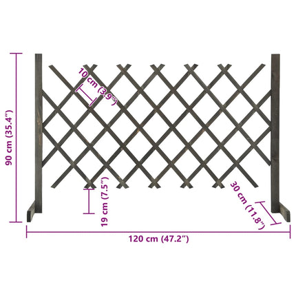 espalier til haven 120x90 cm massivt fyrretræ grå