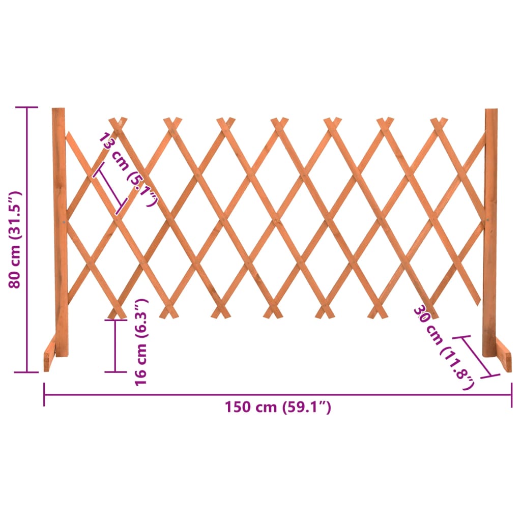 espalier til haven 150x80 cm massivt fyrretræ orange