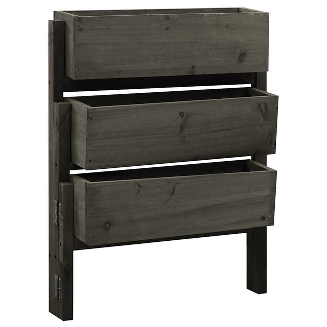 foldbar plantekasse 60x14x75 cm massivt fyrretræ grå