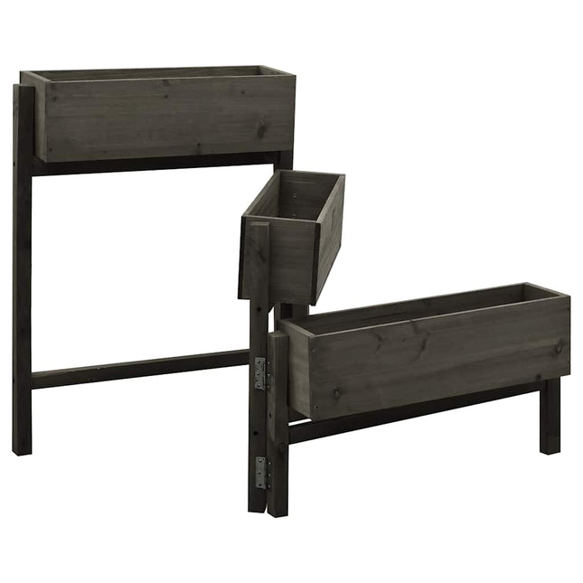 foldbar plantekasse 60x14x75 cm massivt fyrretræ grå