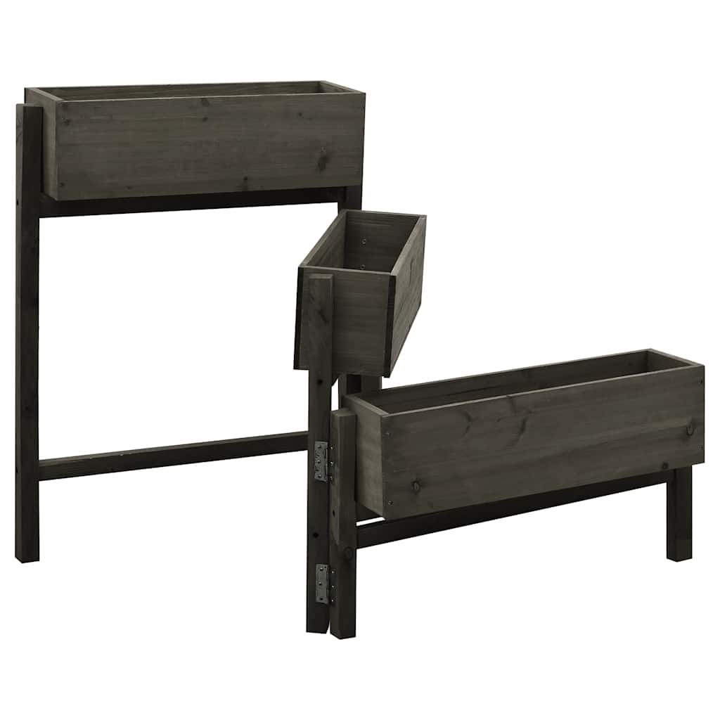 foldbar plantekasse 60x14x75 cm massivt fyrretræ grå