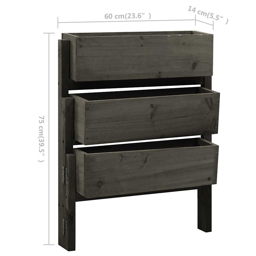 foldbar plantekasse 60x14x75 cm massivt fyrretræ grå