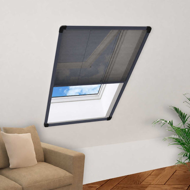 plisseret insektnet til vinduer 60x80 cm aluminium antracitgrå