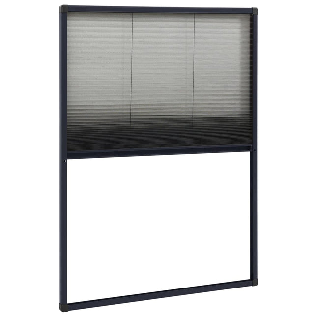 plisseret insektnet til vinduer 80x120 cm aluminium antracitgrå
