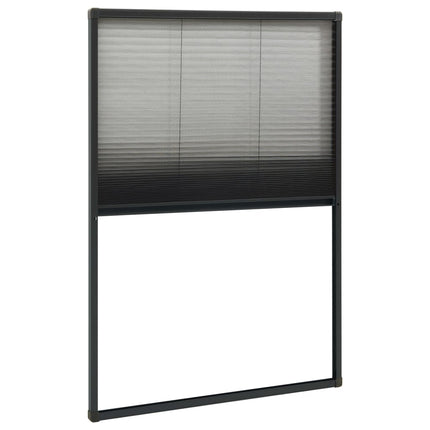 plisseret insektnet til vinduer 80x160 cm aluminium antracitgrå