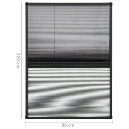 plisseret insektnet til vinduer 80x120 cm afskygning aluminium