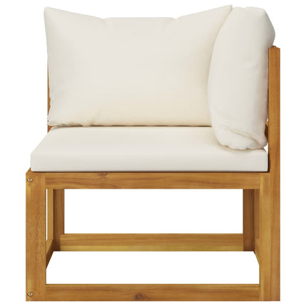 loungesæt til haven 9 dele med hynde massivt akacietræ creme